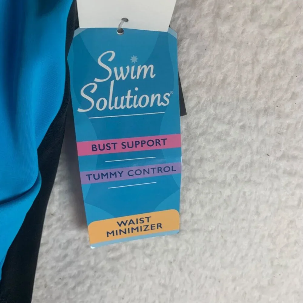 Swim Solutions Women's Ruched Front High‎ Neck One Piece Swimsuit Size 18 NWT - Picture 4 of 10